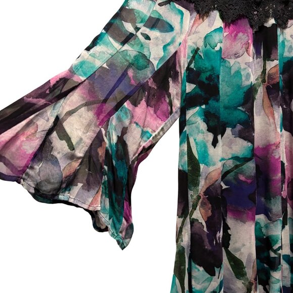 Anthropologie Womens Flutter Sleeve Floral Mini Dress Size Small Multicolor - Picture 7 of 9